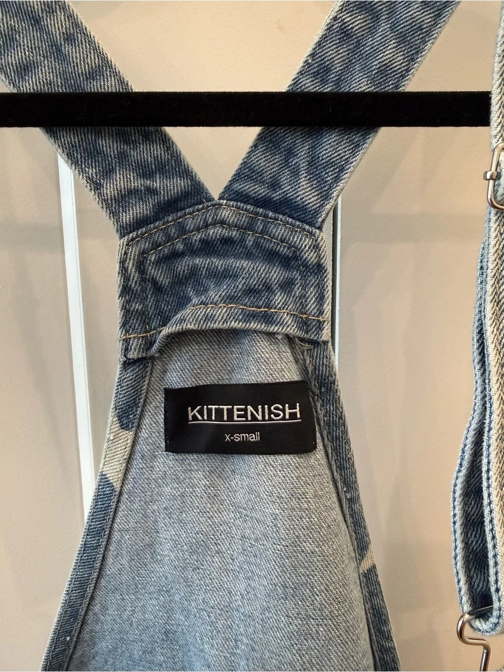 Kittenish Star Print Distressed Denim Short Overalls - Picture 3 of 3